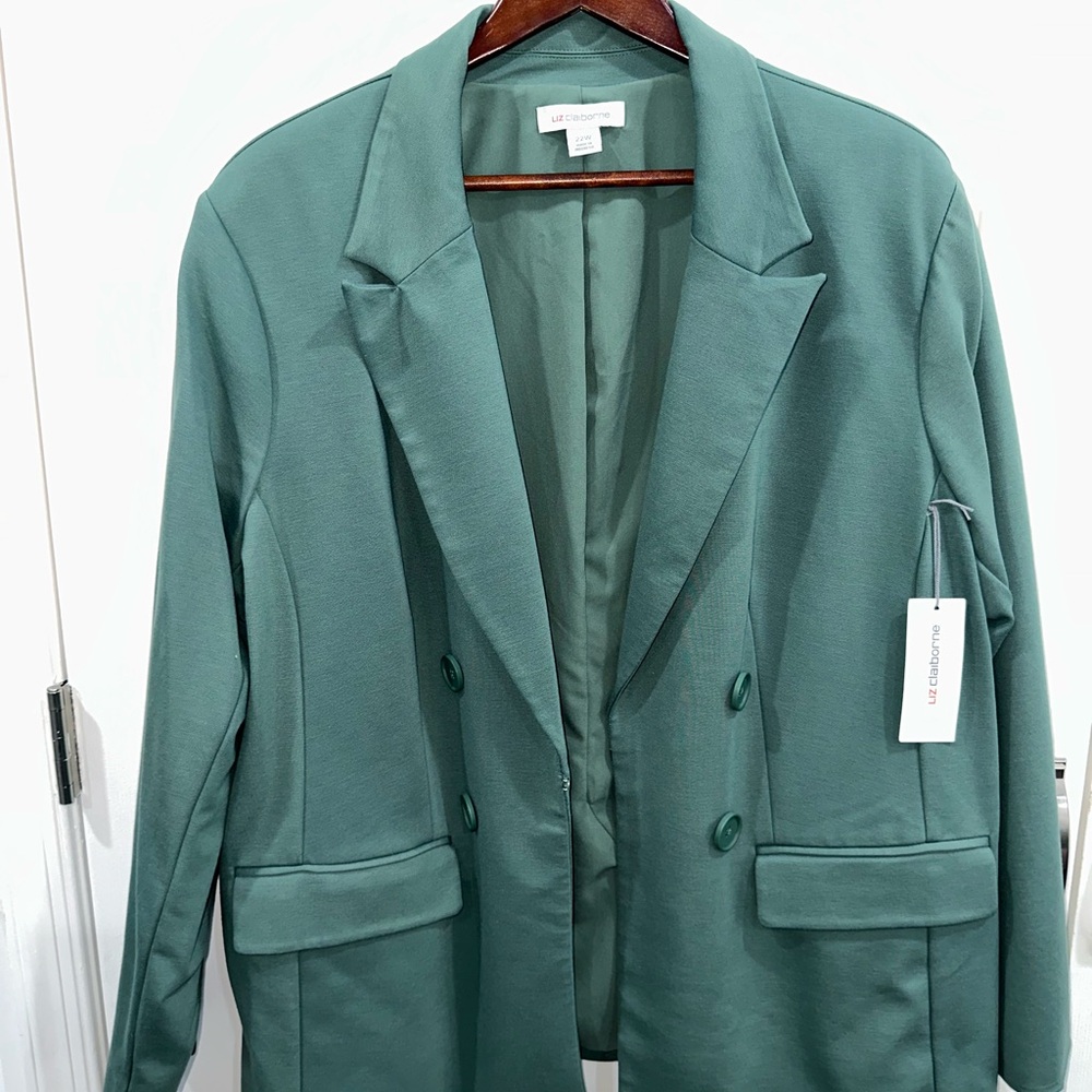 Liz Claiborne Green Double-Breasted Blazer